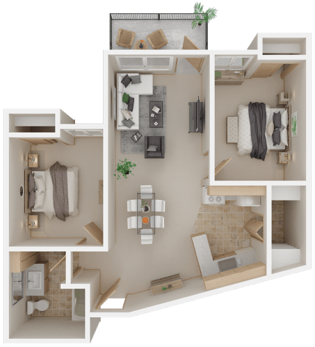 Floor Plan  2 Bed 1 Bath Floor Plan at VINTAGE AT BELLINGHAM, Bellingham, Washington