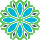 a illustration of a blue and green snowflake icon