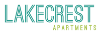 a logo for lakes apartments with the words lakes apartments in blue