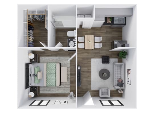 Floor Plan  One Bed One Bath A