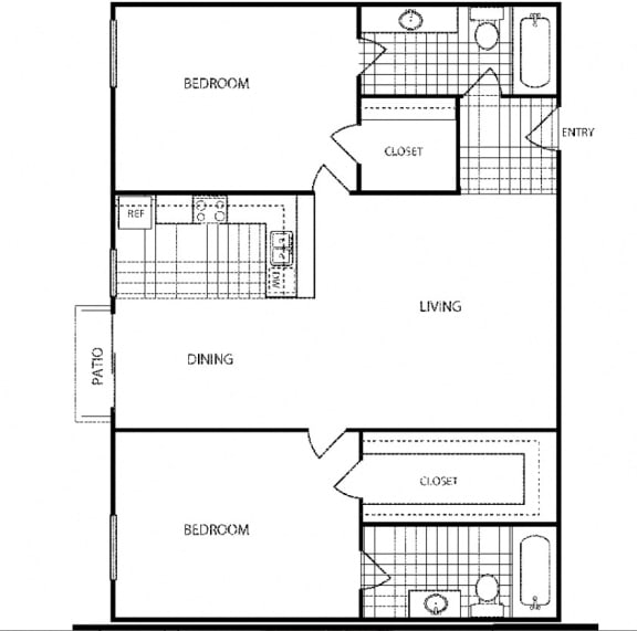 2 Bed Floor Plan with 1,150 Sq. Ft. at Veranda La Mesa, California
