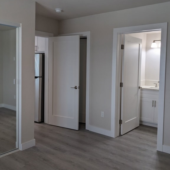 a bedroom in a 555 waverly unit