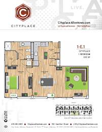 1 bed 1 bath D at Cityplace Apartment Homes Apartments, Allentown, Pennsylvania