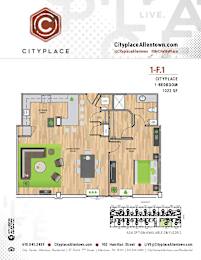 1 bed 1 bath F at Cityplace Apartment Homes Apartments, Pennsylvania