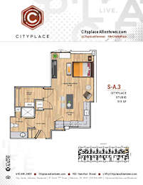 Studio 1 bath B at Cityplace Apartment Homes Apartments, Allentown, Pennsylvania