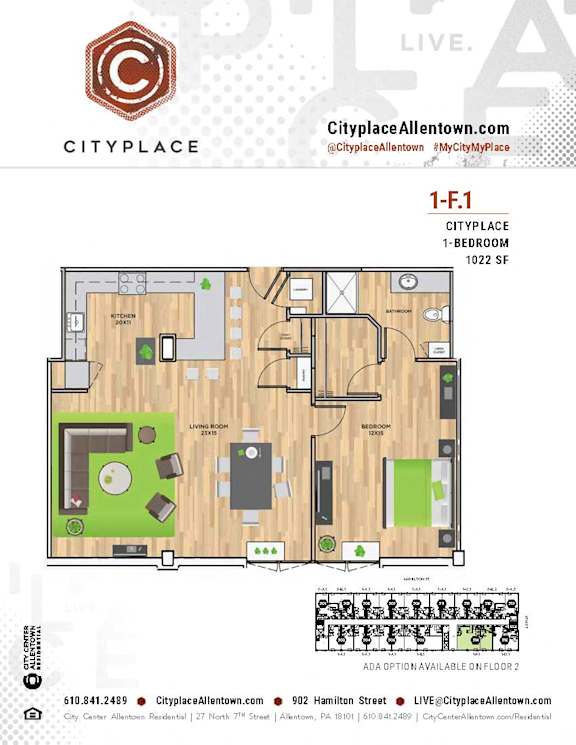 1 bed 1 bath F at Cityplace Apartment Homes Apartments, Pennsylvania