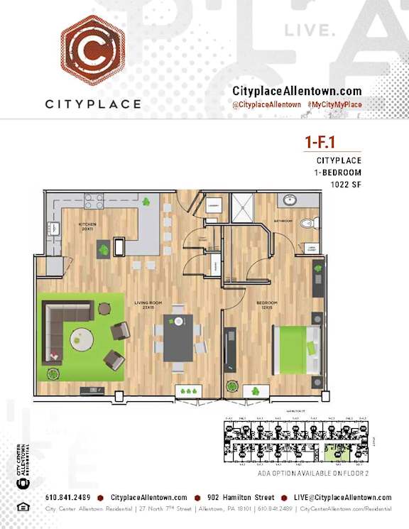 1 bed 1 bath E at Cityplace Apartment Homes Apartments, Allentown