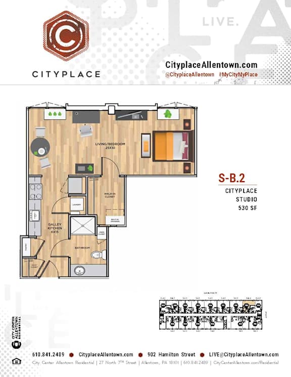 Studio 1 bath D at Cityplace Apartment Homes Apartments, Pennsylvania