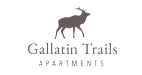 a logo for the gallatin trails apartments