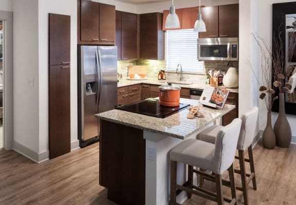 Gourmet Kitchen with Granite Countertops at Berkshire Medical District, Dallas