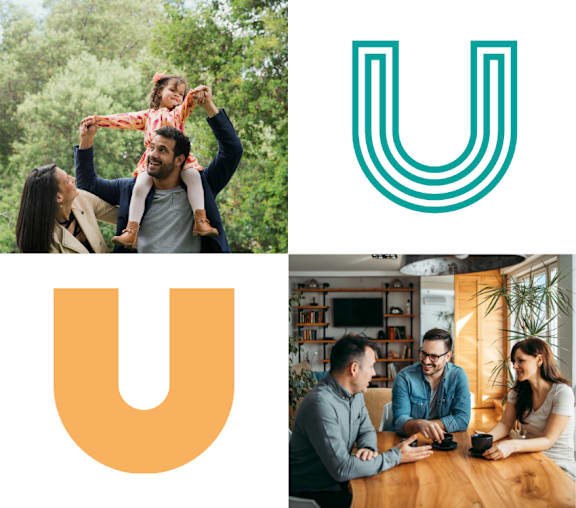 a collage of photos with the u logo