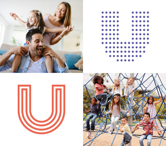 a collage of photos with the u logo