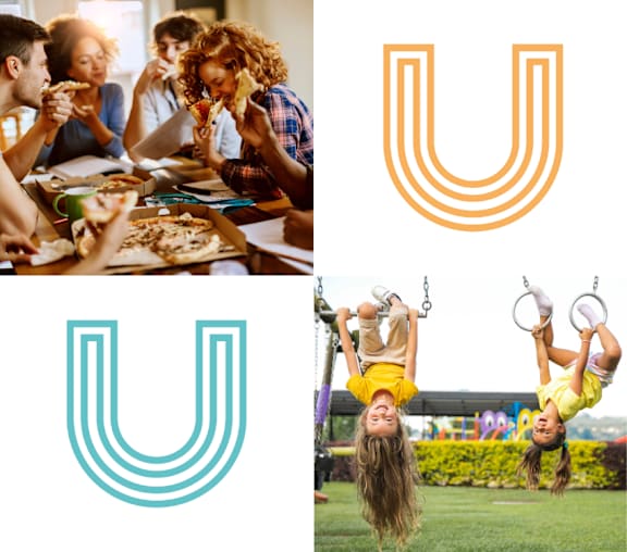 a collage of photos with the u logo