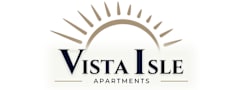 The image is a logo of Vista Isle Apartments.