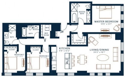 Belden Stratford | 3 Bedroom 3 Bath | 1691 Sq Ft  at The Belden Stratford, Illinois