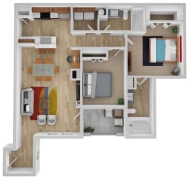 Chiante - Two Bedroom Two Bath 982 SqFt