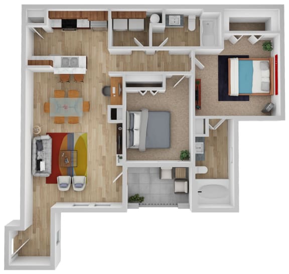 Chiante - Two Bedroom Two Bath 982 SqFt