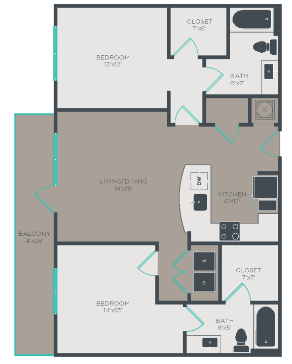 B3 Floor Plan at Link Apartments® Glenwood South, North Carolina, 27603
