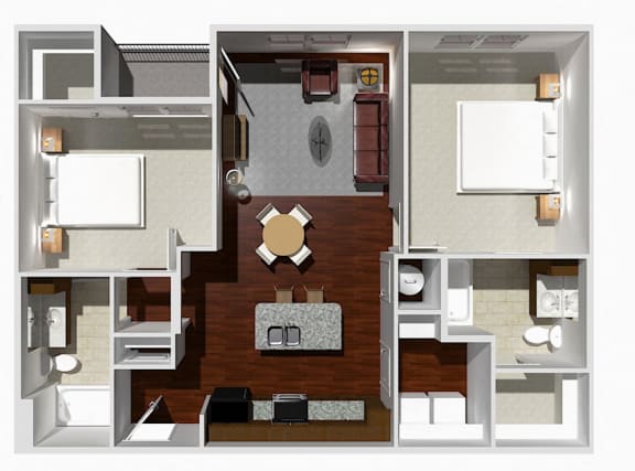Floor Plan  a 3d drawing of a floor plan with a bedroom and living room