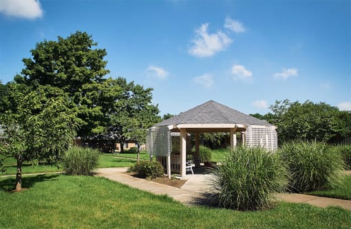 Come enjoy the outdoor green area with our nice, shaded gazebo to enjoy on a warm spring or summer day!