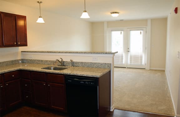Open Concept Living Room with French Doors to Balcony or Patio
