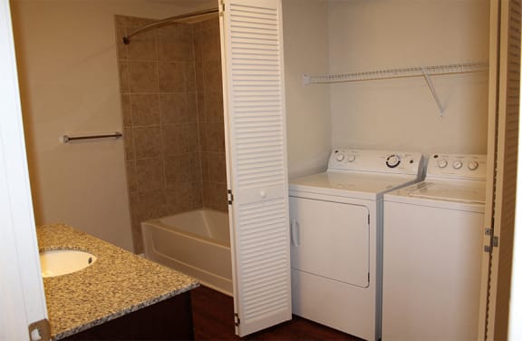 Full Size Washer and Dryer in Bathroom