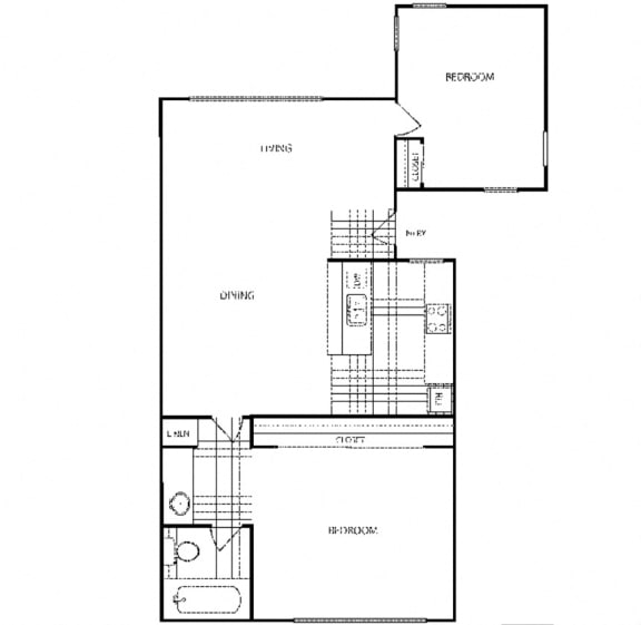 1 Bedroom 1 Bathroom Floor Plan with 790 Sq. Ft. at Veranda La Mesa, La Mesa, California
