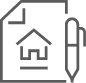 A document icon with a house and a pen.