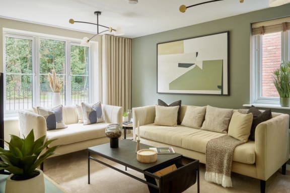 a living room with a couch and a coffee table