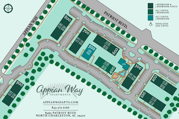 A map of the Appian Way Apartments in North Charleston, SC.