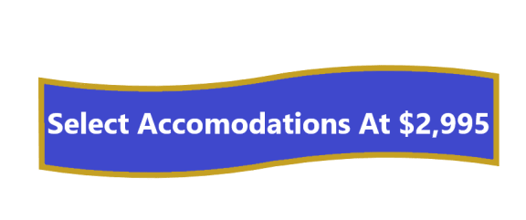 a blue rectangle with the words select accommodations at 2995