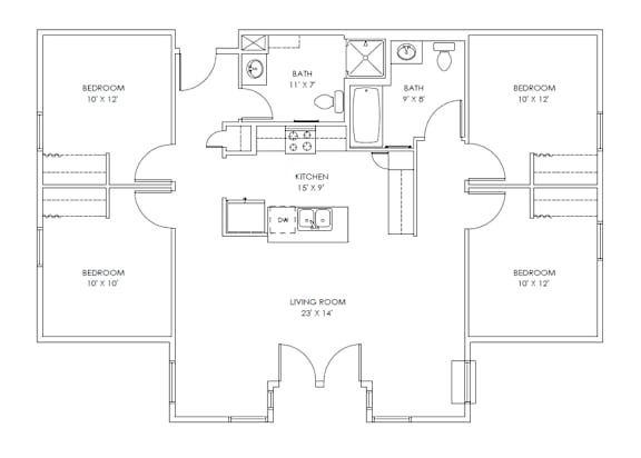 a floor plan of a bedroom apartment