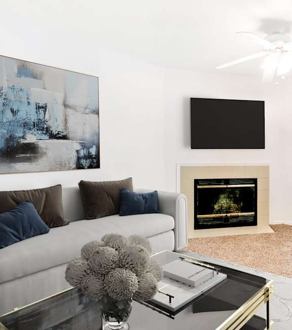 Living room with large window at Wynton Pointe Apartment Homes in Nashville TN