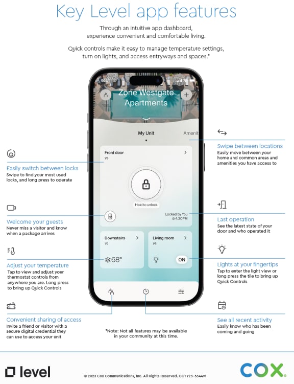 a screenshot of an iphone showing the key level features of the app