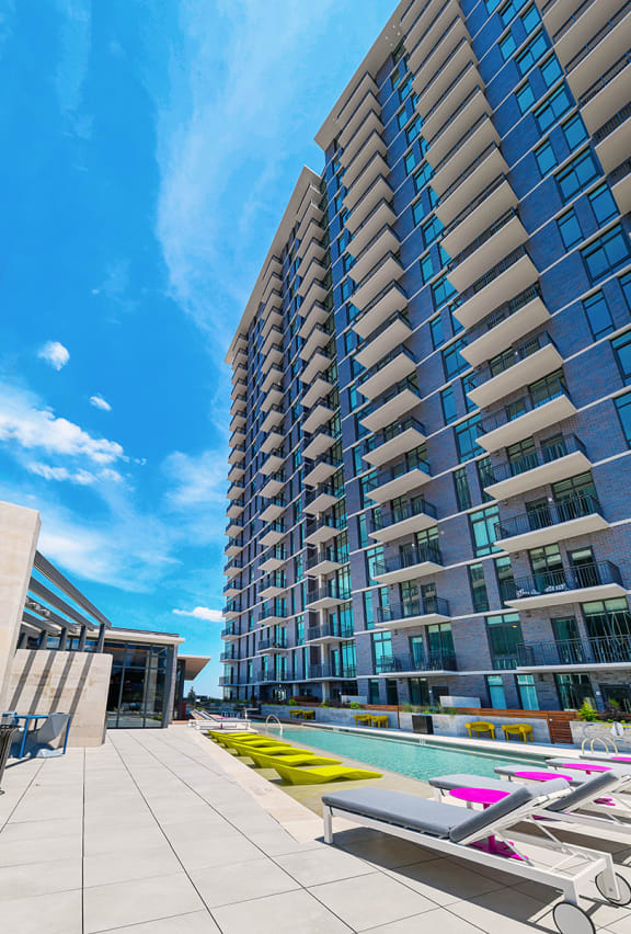 Apartment View from Pool at The Hamilton at The Epic in Deep Ellum, Dallas, Texas, TX