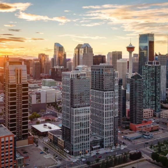 Downtown Calgary skyline at BLVD Beltline, Calgary, T2G 2K4