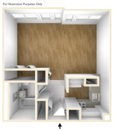 Studio Apartment 1 bath at Baystate Place in Worcester, MA.