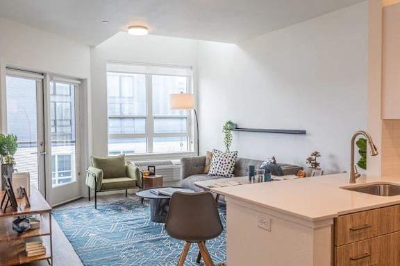Harbor Sky Apartments in Portland, Oregon Model Kitchen and Living Room