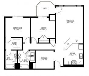 The Willow Floorplan Waterstone Apartments in Minnetonka, MN G The Willow