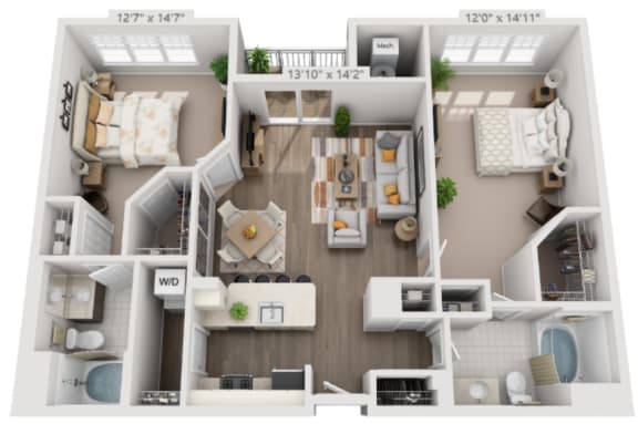 B4 Floor Plan at The Residences at Springfield Station, Springfield