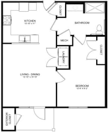  Floor Plan 1 Bedroom