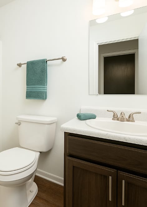 A white toilet sits next to a sink in a bathroom.