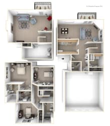 Three-bedroom Two-Story Floorplan Three-bedroom Two-Story Floorplan at Gull Prairie/Gull Run Apartments and Townhomes, Kalamazoo, MI, 49048