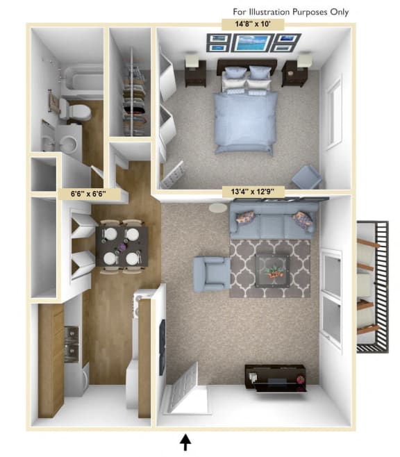 Haven - 1 Bed 1 Bath Floor Plan Haven - 1 Bed 1 Bath Floor Plan at Woodland Place, Midland, Michigan