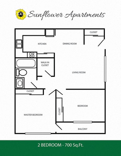 Floor Plan  2 Bedroom / 1 Bath