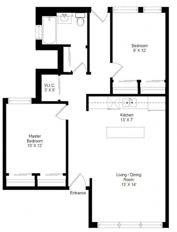 Harry Frank Building Two Bedroom Floor Plan