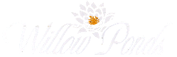 A logo with a lotus flower and the words "Willow Ponds" written in cursive.