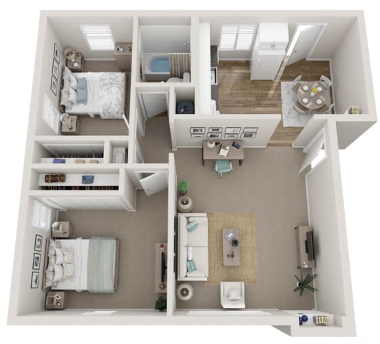 Floor Plan  Floor plan of two bedroom home virtually staged.at Woodhaven, Washington, 98203