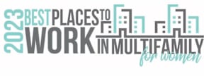 The image is about the best places to work in multifamily for women in 2023.