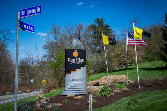 Crane Village Apartments Entrance Signage
